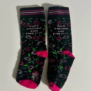 Floral Black and Pink Socks